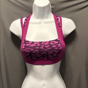 Lululemon Pink Leopard Print Sports Bra